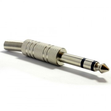 6.35mm METAL Stereo Jack Plug & Strain Relief Solder End