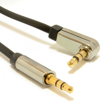 Right Angle Low Profile FLAT Metal 3.5mm Male Jack Cable AUX Audio Lead  1.5m