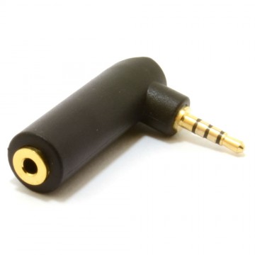 4 Pole 2.5mm Jack Socket to Right Angle Plug AV Cable Adapter GOLD