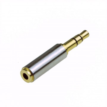 Slimline Metal 2.5mm Stereo Socket to 3.5mm Headphone Jack Plug Adapter Gold