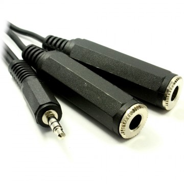 3.5mm Stereo Jack To Twin 6.35mm Stereo Jack Sockets Cable 50cm