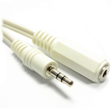 WHITE 3.5mm Stereo Jack Socket to 3.5mm Plug Headphone Extension Cable GOLD 20m