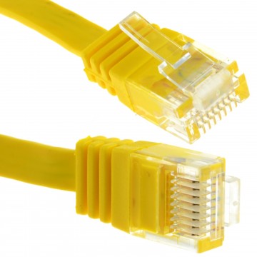 FLAT CAT6 Ethernet LAN Patch Cable Low Profile GIGABIT RJ45  3m YELLOW