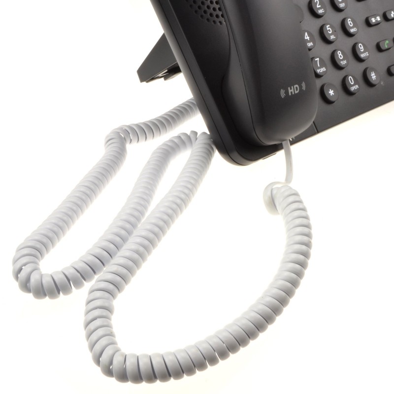 Telephone Handset Coiled RJ10 Plug to RJ10 Plug Cable Lead White 6.4m