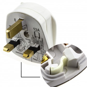 Rewireable Quick Fit 3 Pin UK Mains Plug Fitted with 13A Amp Fuse White