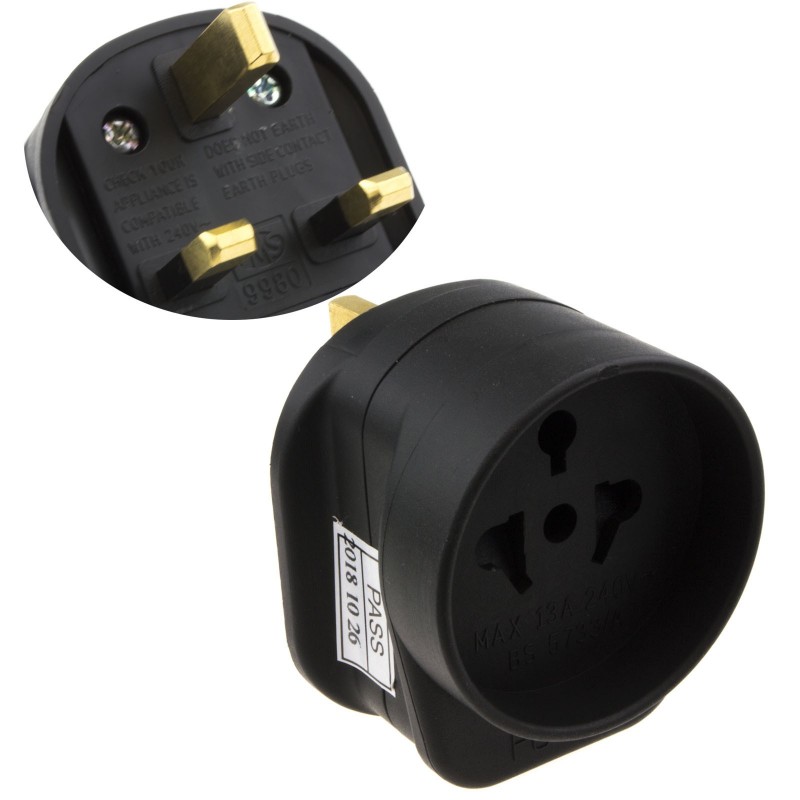 Tourist Travel Converter European USA and Australian to 13A UK Adapter Black Tourist Travel Converter European USA and Australian to 13A UK Adapter Black
