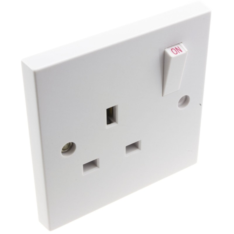 Electrical UK Domestic Mains Socket Single 1 Gang Outlet Single Pole 13A White