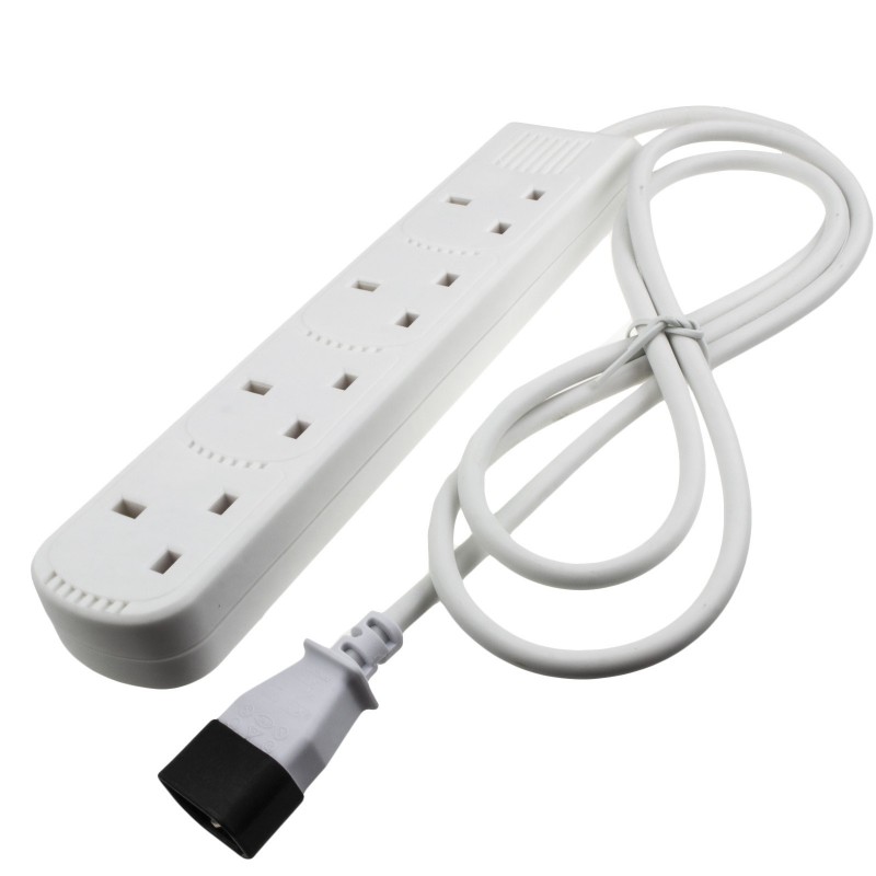 IEC C14 to 4 Way Gang UK Mains Sockets Lead UPS Power Splitter 1.5m White IEC C14 to 4 Way Gang UK Mains Sockets Lead UPS Power Splitter 1.5m White