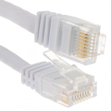 FLAT CAT6 Ethernet LAN Patch Cable Low Profile GIGABIT RJ45  5m WHITE