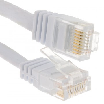 FLAT CAT6 Ethernet LAN Patch Cable Low Profile GIGABIT RJ45 10m WHITE