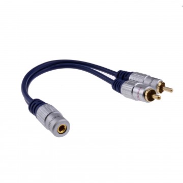 PURE Gold 3.5mm Stereo Jack Socket to 2 Phono RCA Plugs Adapter Cable