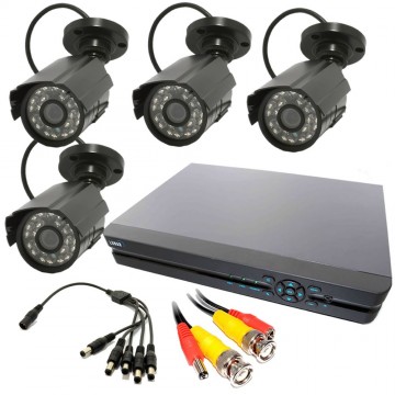 CCTV Kit - 4 Channel Pro DVR + 4x 800 TVL Sony Cameras & Cables No HDD