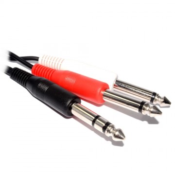 6.35mm Stereo Jack Plug to Twin 6.35mm Mono Jack Plugs Splitter 2m