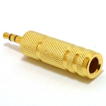 6.35mm Stereo Socket to 3.5mm Stereo Male Jack METAL GOLD Adapter