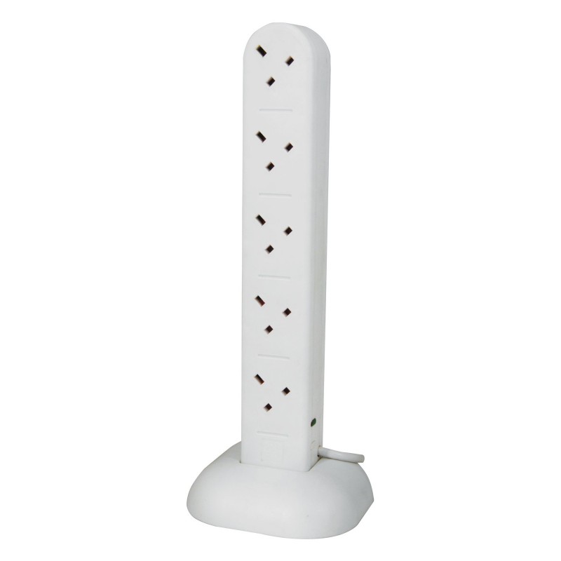 10 Gang Way Surge Protected UK Mains Extension Tower with 2m Cable 10 Gang Way Surge Protected UK Mains Extension Tower with 2m Cable