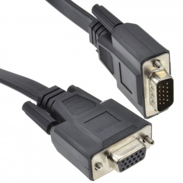 Flat 15 Pin VGA Cable Male Plug to Female Socket Extension Cable 2m