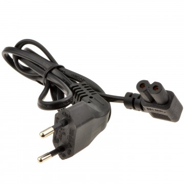 Right Angle 2 Pin Euro Plug to Angled C7 Plug Power Cable Lead 1m