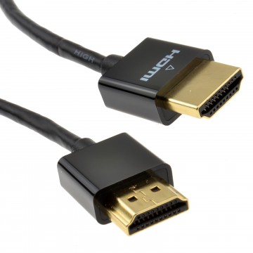 Slim HDMI High Speed 3D TV Low Profile Cable with Ethernet 2m Black