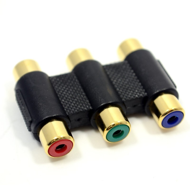 Component RGB Red Green Blue RCA Phono Video COUPLER Adapter GOLD Component RGB Red Green Blue RCA Phono Video COUPLER Adapter GOLD