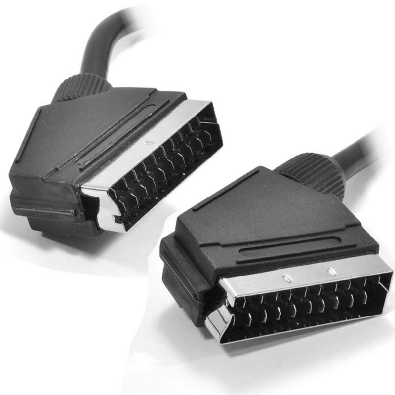 Black Round Scart Cable 21 Pins With Nickel Plated Ends 3m Black Round Scart Cable 21 Pins With Nickel Plated Ends 3m