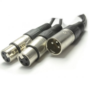 XLR 3 Pin Male Plug to 2 x 3 Pin XLR Socket Splitter Cable 1.5m