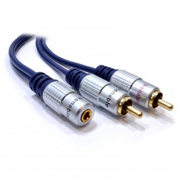 PURE 3.5mm Stereo Jack Socket to 2 Phono Plugs Audio Extension Cable Gold  1m