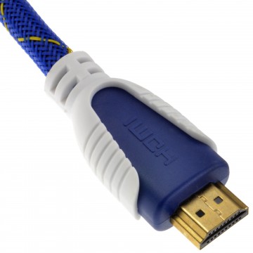 HQ Braided Triple Shielded HDMI High Speed 1.4 3D TV Cable Blue 15m