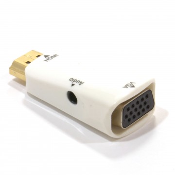 HDMI Male Plug to SVGA 15 Pin Socket Converter Adapter with Audio