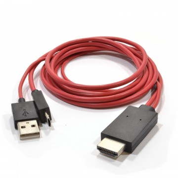 MHL 11 pin Micro B USB Phone Plug to HDMI Adapter 1.8m Cable Red