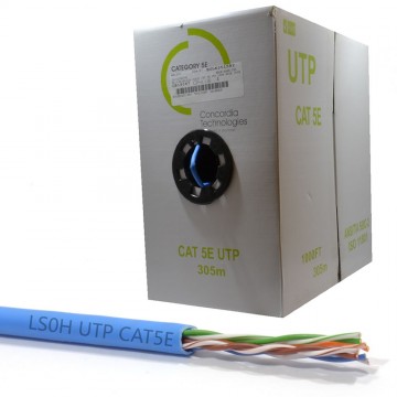 CAT5e UTP COPPER Ethernet Network SOLID Cable Reel 305m LS0H BLUE