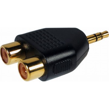 3.5mm Stereo Jack to Phono Red/White RCA Socket Audio Adapter GOLD