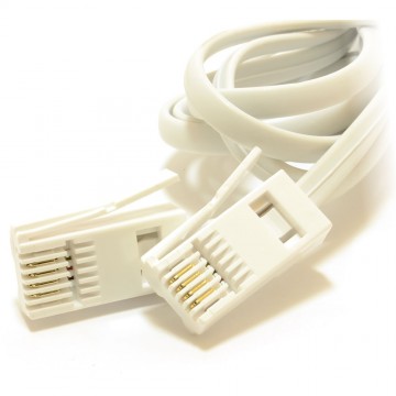 BT 4 Wire 431A Plug to 4 Wire Male Plug Telephone Cable Lead 1m White