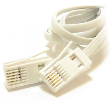 BT 4 Wire 431A Plug to 4 Wire Male Plug Telephone Cable Lead 1m White
