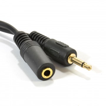 3.5mm Mono Jack Plug to 3.5mm Socket Extension Cable GOLD 1m