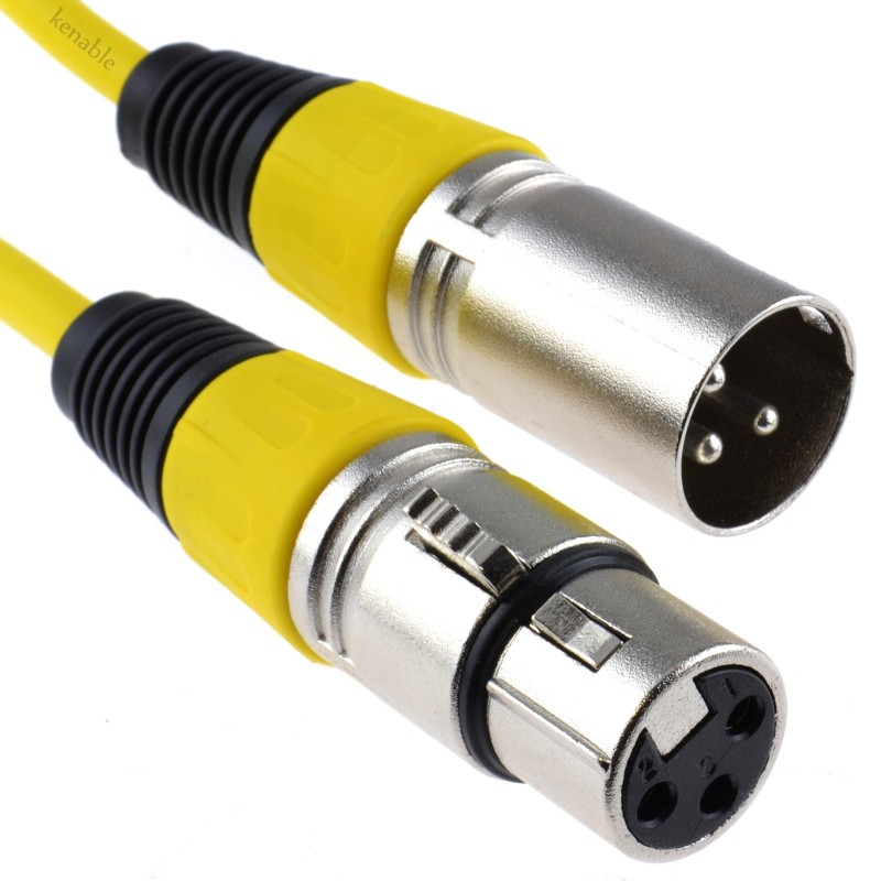 XLR 3 Pin Microphone Lead Male to Female Audio Cable YELLOW  0.3m