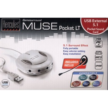 Hercules USB External Muse Pocket LT 5.1 Sound Card
