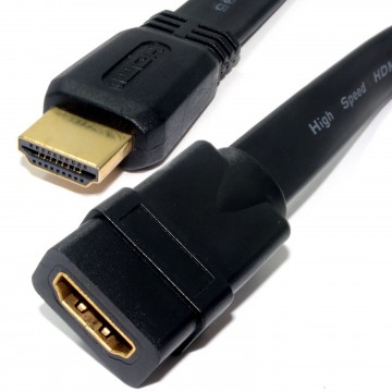 FLAT HDMI High Speed Extension Cable Male Plug To Female Socket 3m