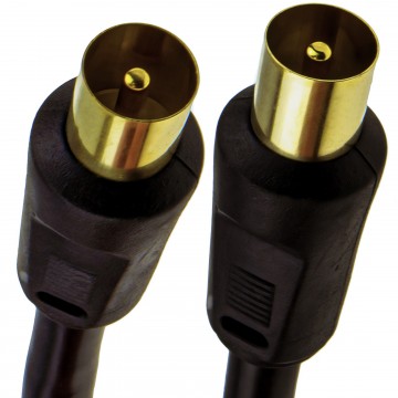 RF Coaxial RG6 TV Aerial Lead Coax Male Plug to Plug Black Cable GOLD  1.5m