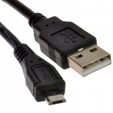 USB 2.0 A To MICRO B Data and Charging 24AWG Cable  0.3m 30cm Lead BLACK