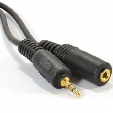 2.5mm Stereo Jack Plug to 2.5mm Jack Socket Extension Cable 0.5m 50cm