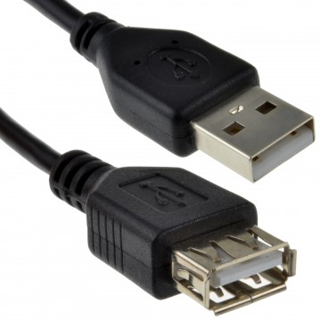USB 2.0 24AWG High Speed EXTENSION Cable A Plug to Socket BLACK  0.6m