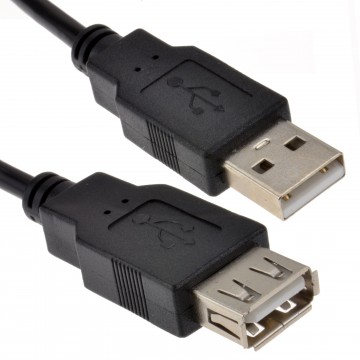 USB 2.0 24AWG High Speed EXTENSION Cable A Plug to Socket BLACK 1.2m