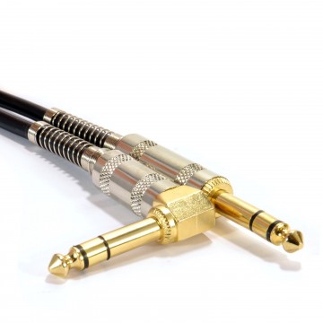 GOLD Right Angle Stereo/Balanced Jack 6.35mm Plugs Cable Lead  2m