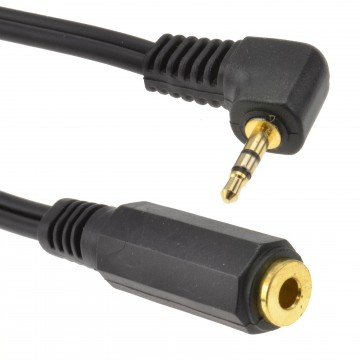 Gold 2.5mm Right Angled Stereo Jack to 3.5mm Jack Socket Audio Adapter Cable