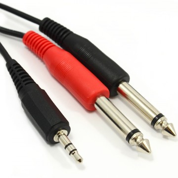 Laptop 3.5mm Jack to Mixer 2 x 6.35mm Mono Jacks Cable Lead  5m