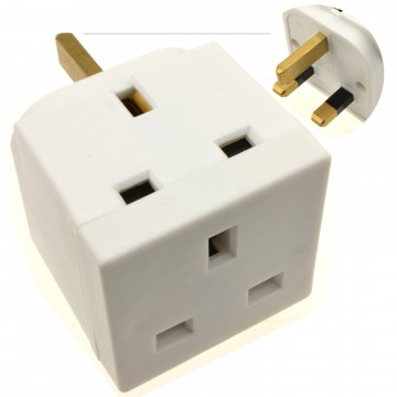2 Way Block Socket Adapter Power Splitter for UK 13A Mains Plugs