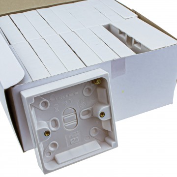 [20 Pack] Surface Mount Back Box Pattress Box 1 Gang 16mm