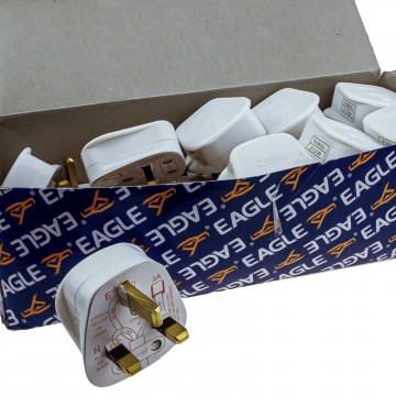 [20 Pack] Rewireable 3 Pin UK Mains Plug Fitted with 3A Amp Fuse White