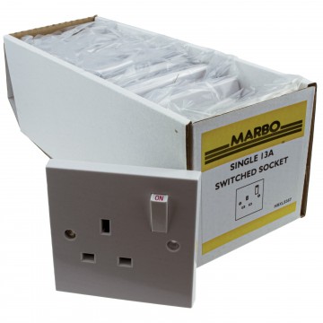 Electrical UK Mains Socket Single 1 Gang Outlet Single Pole 13A White [10 Pack]