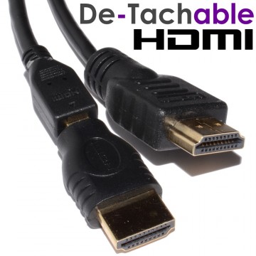 Detachable HDMI Cable for Wall Installations & Pre Drilled Holes 1.5m